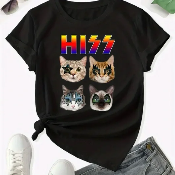 Graphic Tee, NWT, Funny Cat Hiss Print, UNISEX - Picture 2 of 7